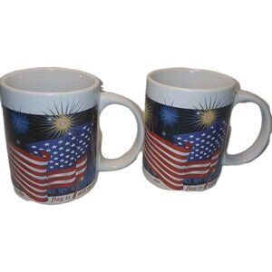 THe National Anthem True Colors Tom Simms Vintage Set of Coffee Mugs Patriotic